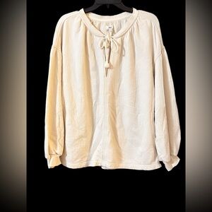 Aerie Cream shirt with Tie-Neck Medium